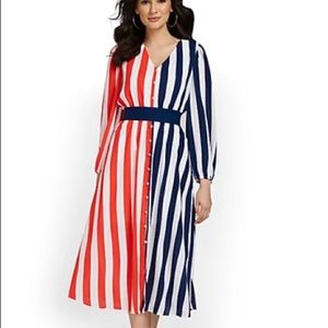 NWT Striped two tone midi shirt dress L